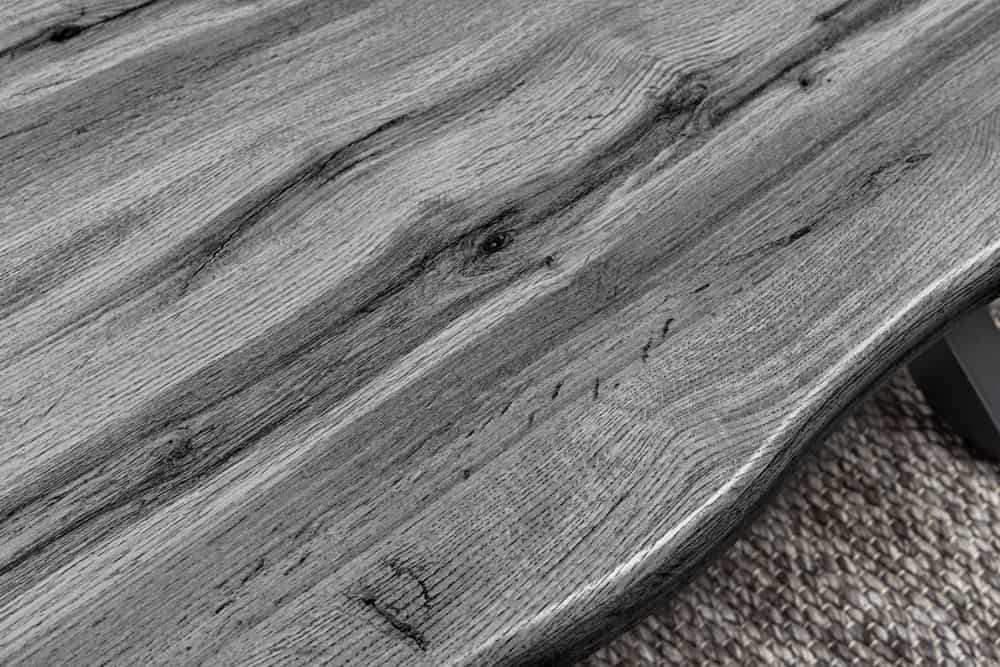 Industrial Couchtisch WILD 90cm grau Wildeichen-Design schwarz Metall Baumkante