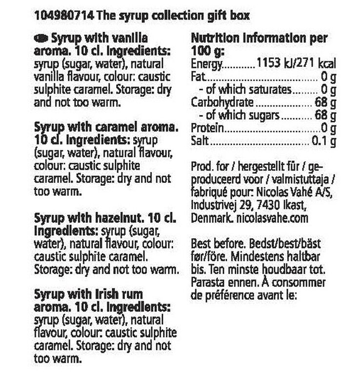 Nicolas Vahé Gaveæske, Nicolas Vahé The syrup collection 4 x 10 cl. No_color