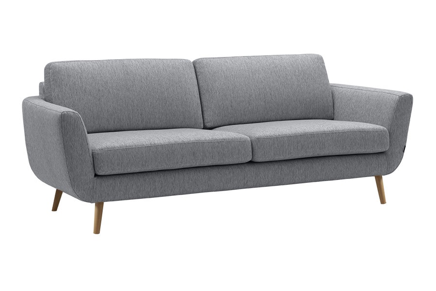 Sun sofa 3-seter. Tekstil Cortina 1108-75 Silver med ubehandlede treben.