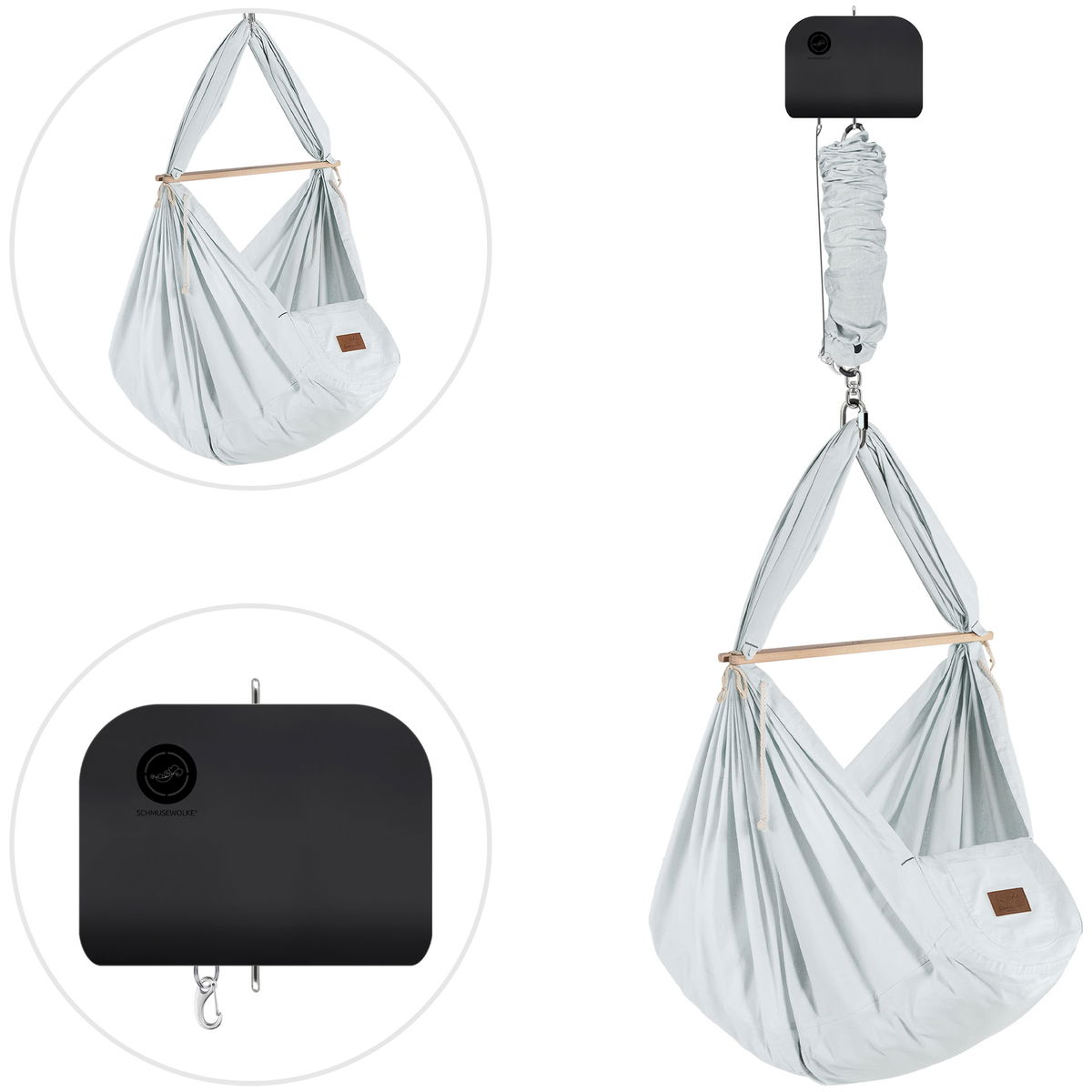 SCHMUSEWOLKESCHMUSEWOLKE   Bio Federwiege mit anthrazit Motor air grey Kunstfaser