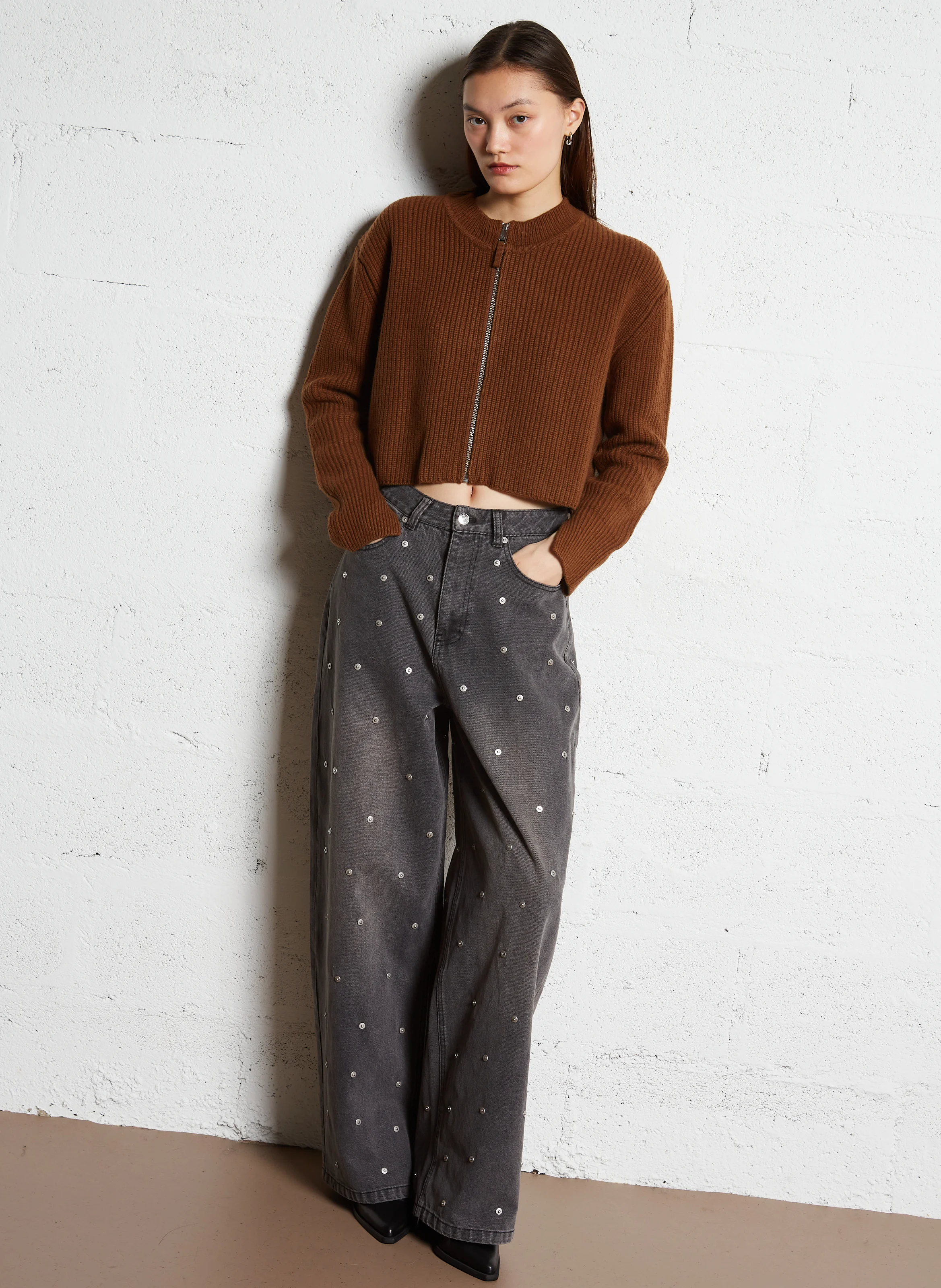 GUSTIN - Gilet court en laine mérinos | Marron