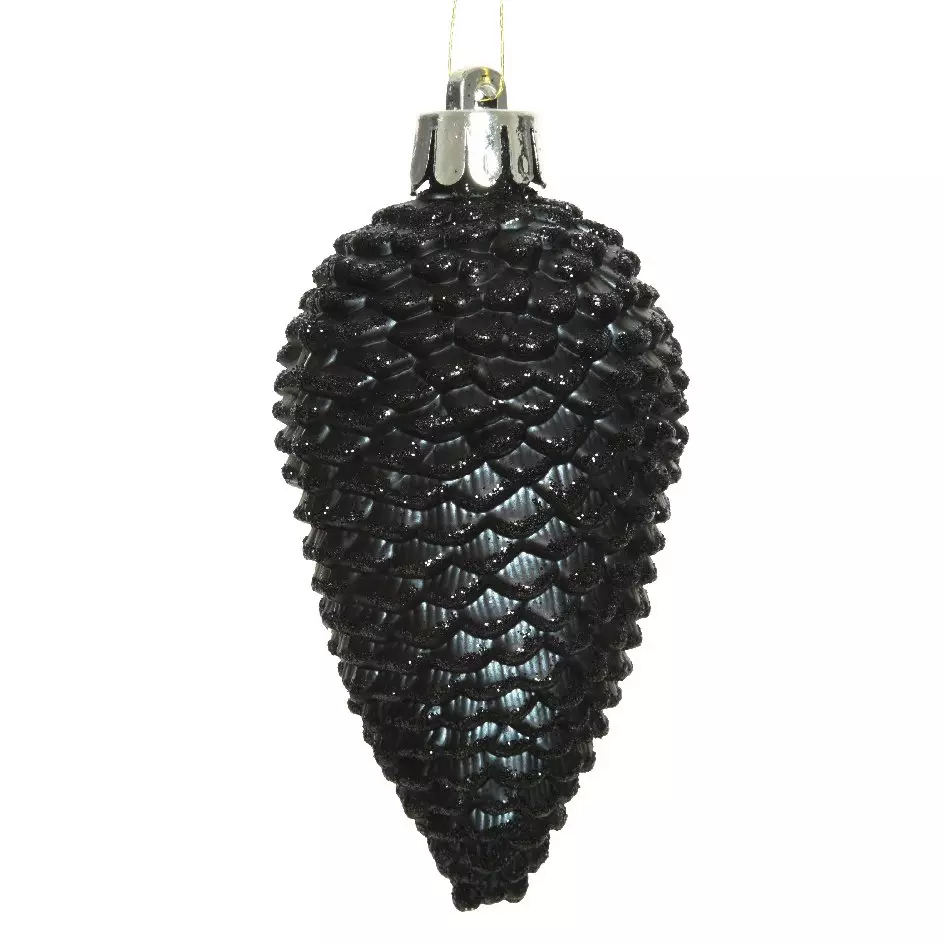 Lot de 6 pommes de pin à suspendre (H8 cm) Alpine Noir
