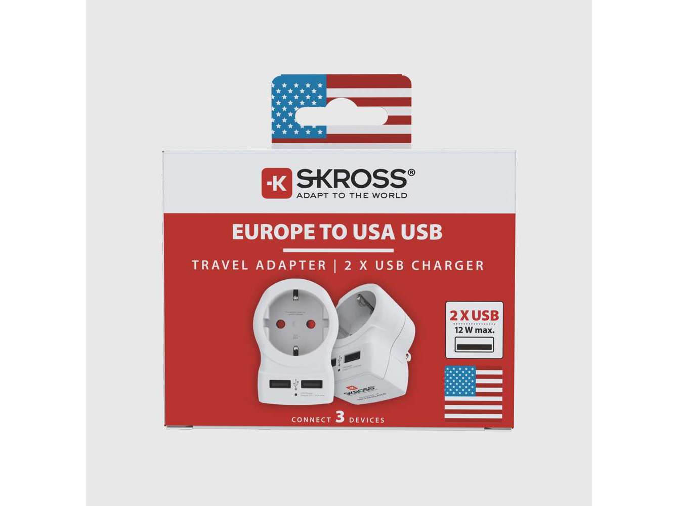ADAPTADOR SKROSS 1.500281 EUROPE TO USA   2 USB