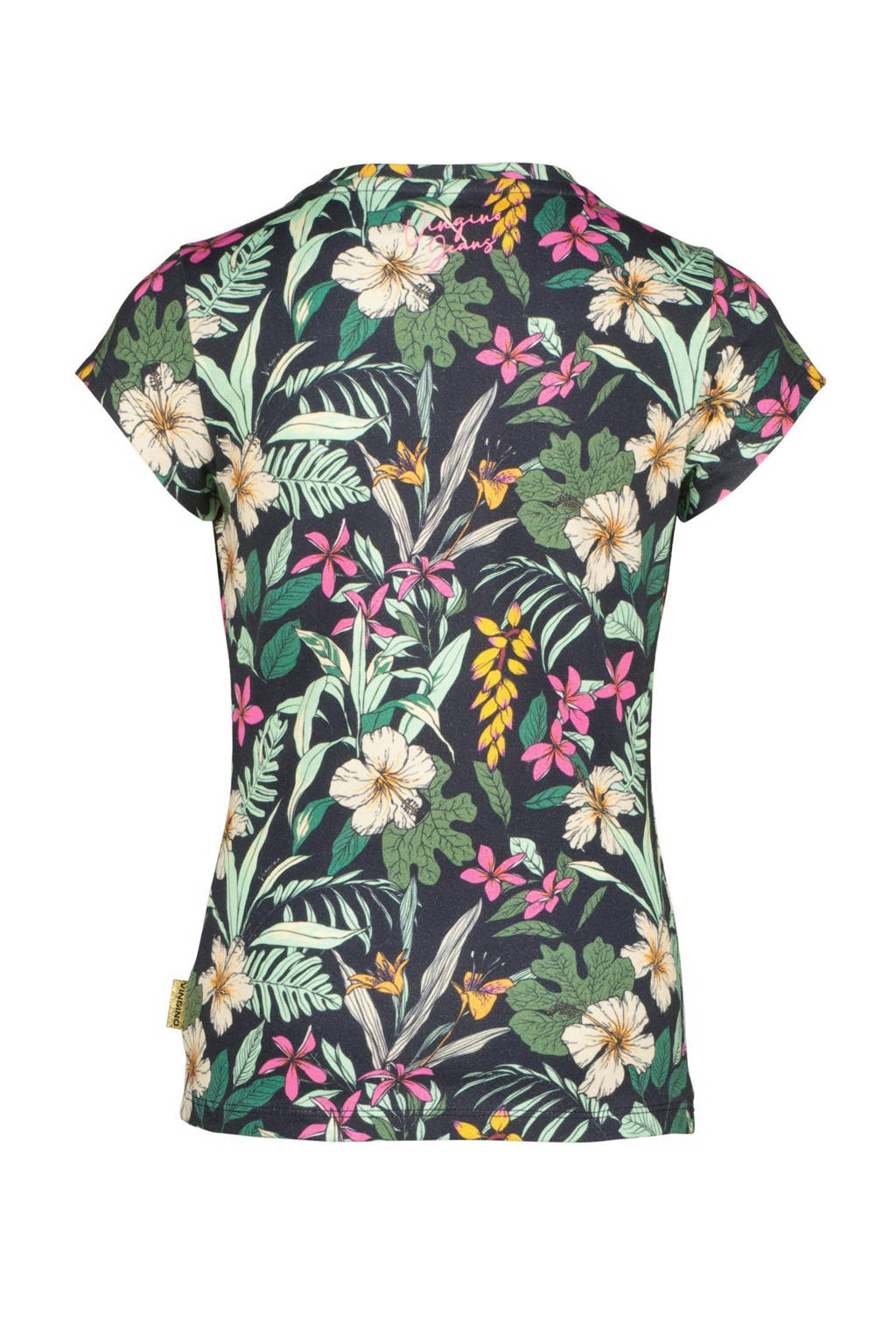 Vingino T-shirt met all over print donkerblauw/groen/roze