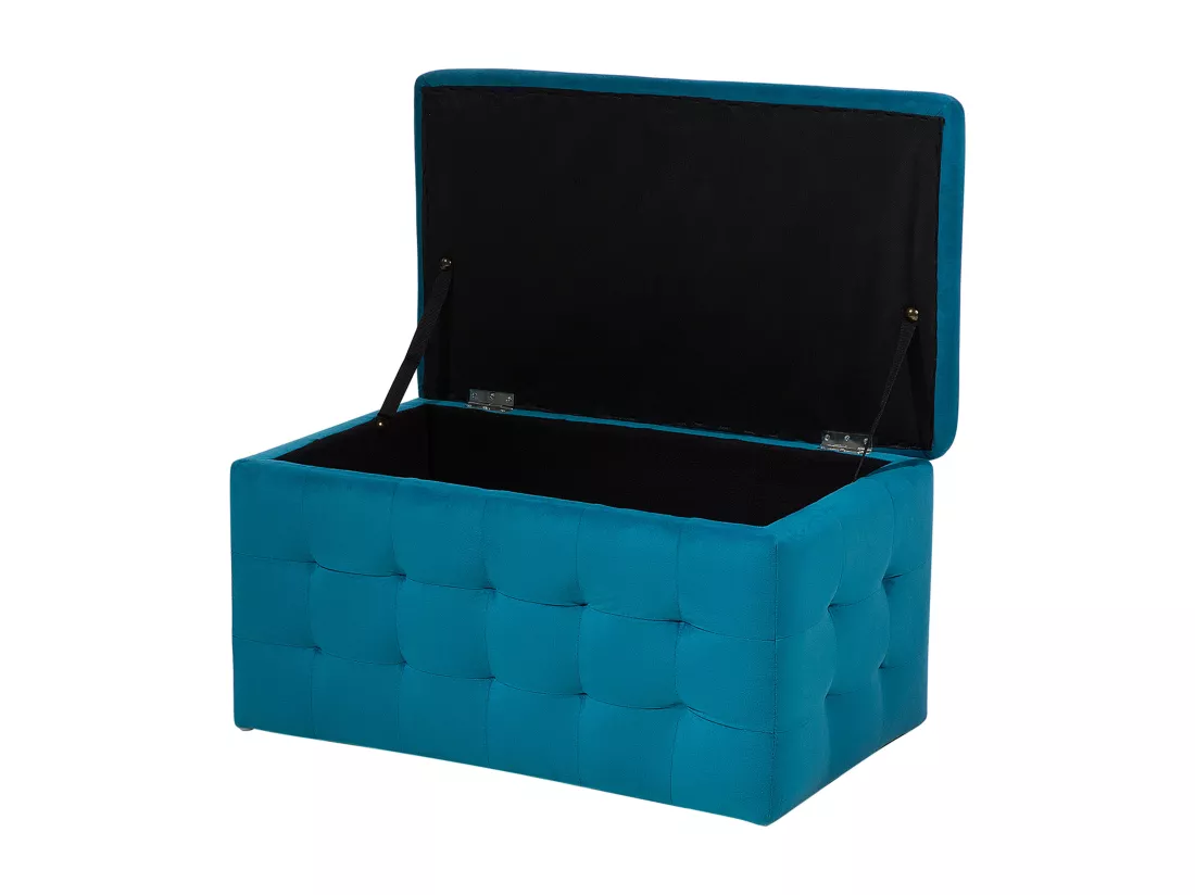 Pouf de rangement MICHIGAN Velours 72 cm 42 cm Bleu azur
