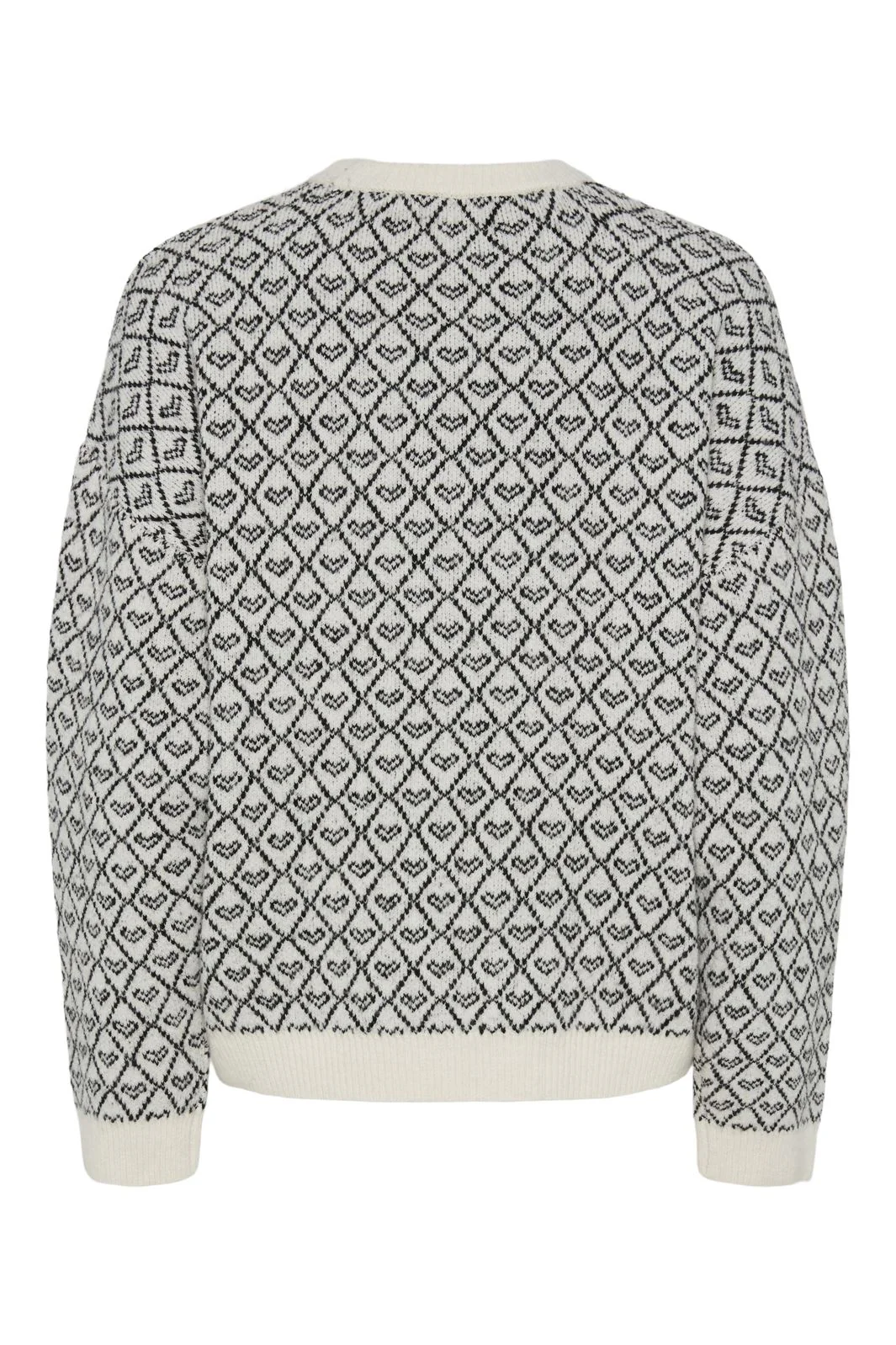 Pieces Pcnavi Ls O-Neck Knit Mm 4655815 cloud dancer black hearts