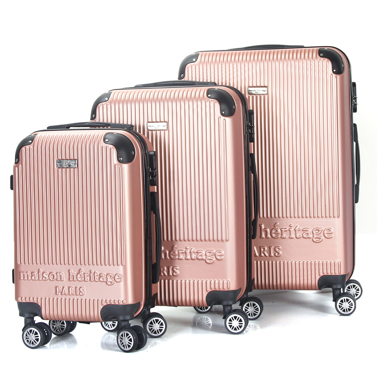 Maison Héritage 3 Valises 4 roues doubles Dauphine 50/60/70 cm rose doré