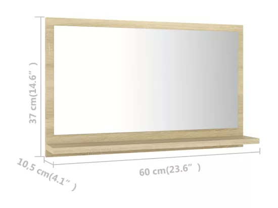 Miroir salle de bain Chêne sonoma 60x10,5x37 cm Bois ingénierie