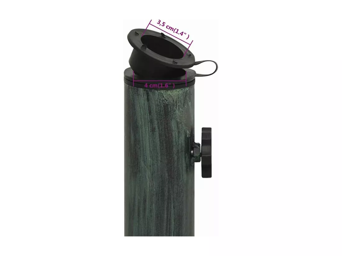 Socle de parasol Vert 44x44x31 cm Fonte