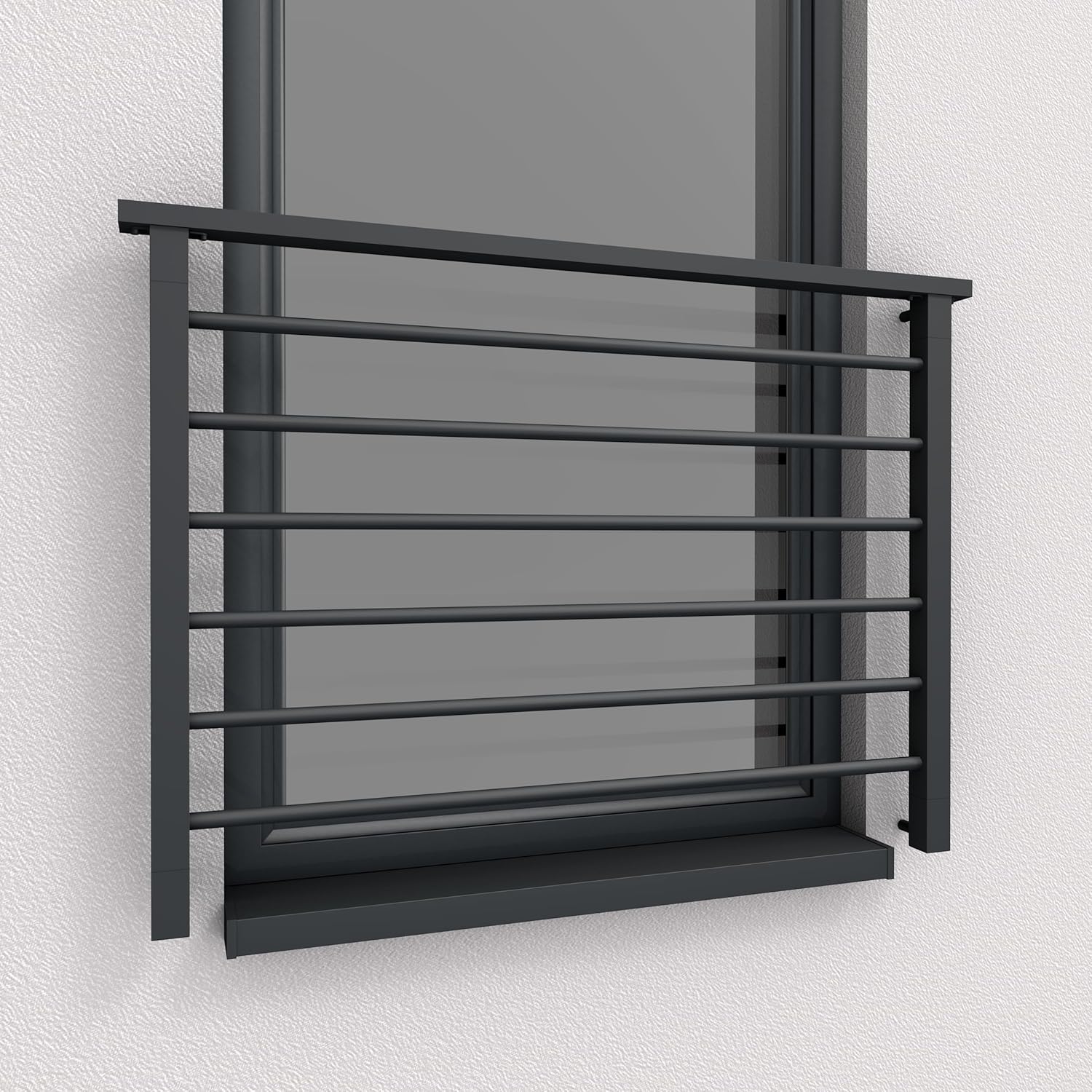 Alu Light Französischer Balkon Aluminium Stabgeländer Balkongitter Fenstergitter Anthrazit RAL 7016 matt (140x100cm)