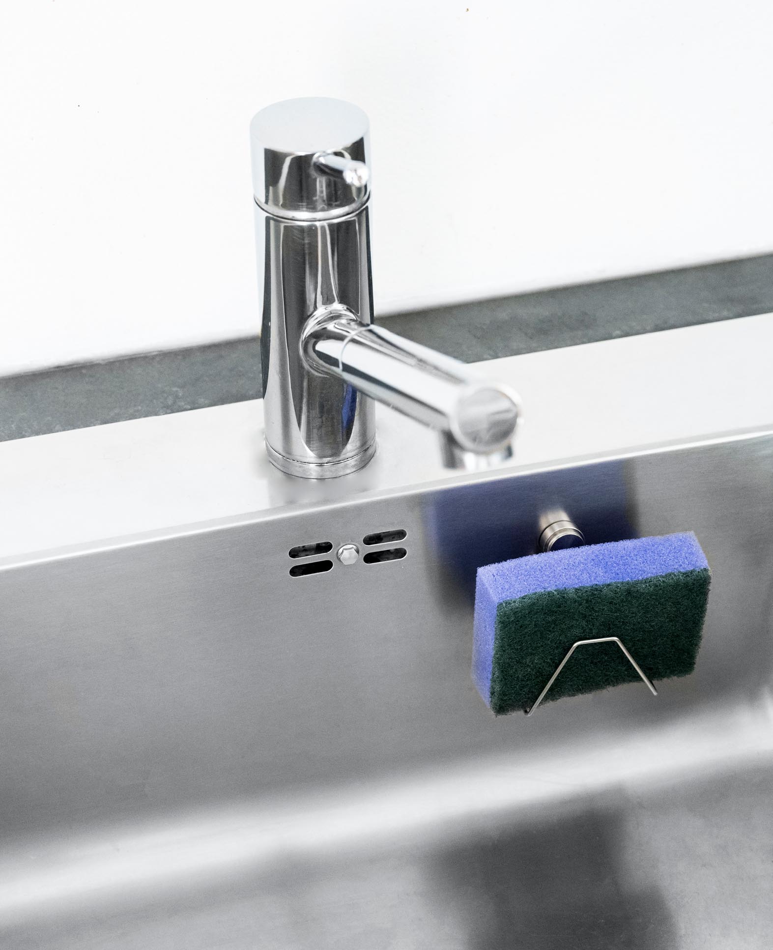 Magnetischer Edelstahl Schwammhalter Spülbecken Aufbewahrung - Silber