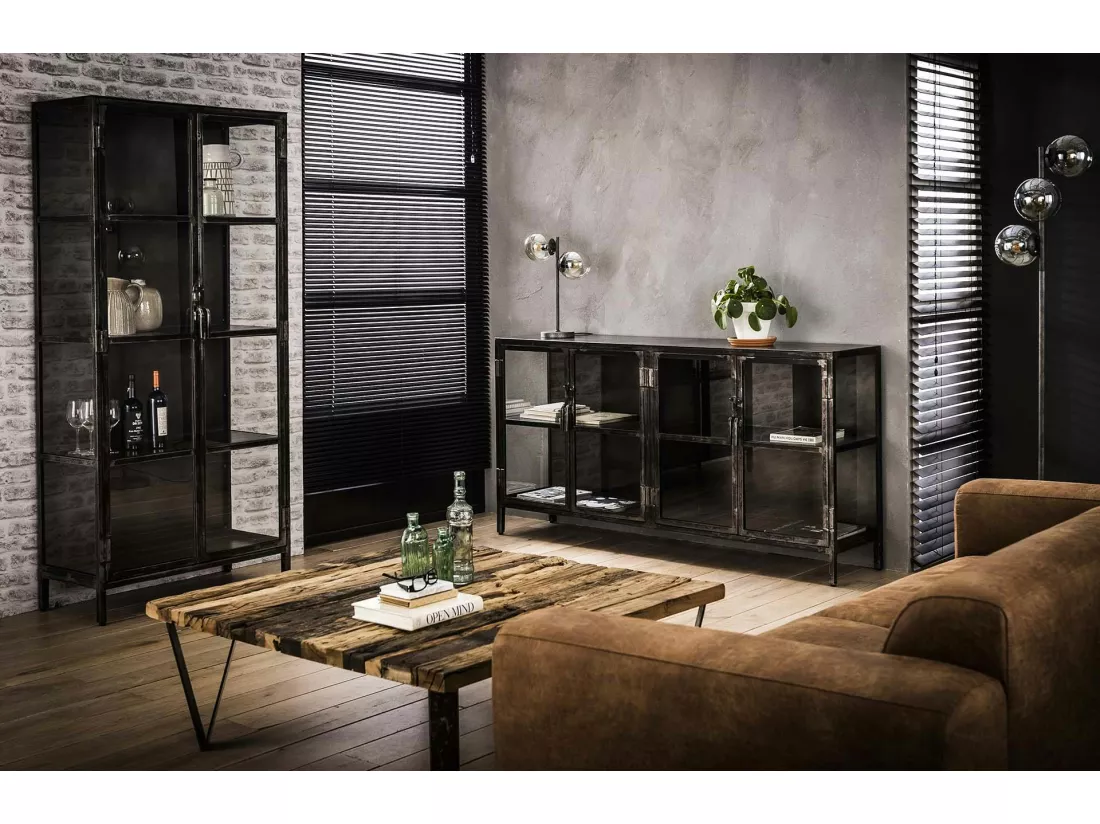 Vitrine industrielle métal verre ROADIES