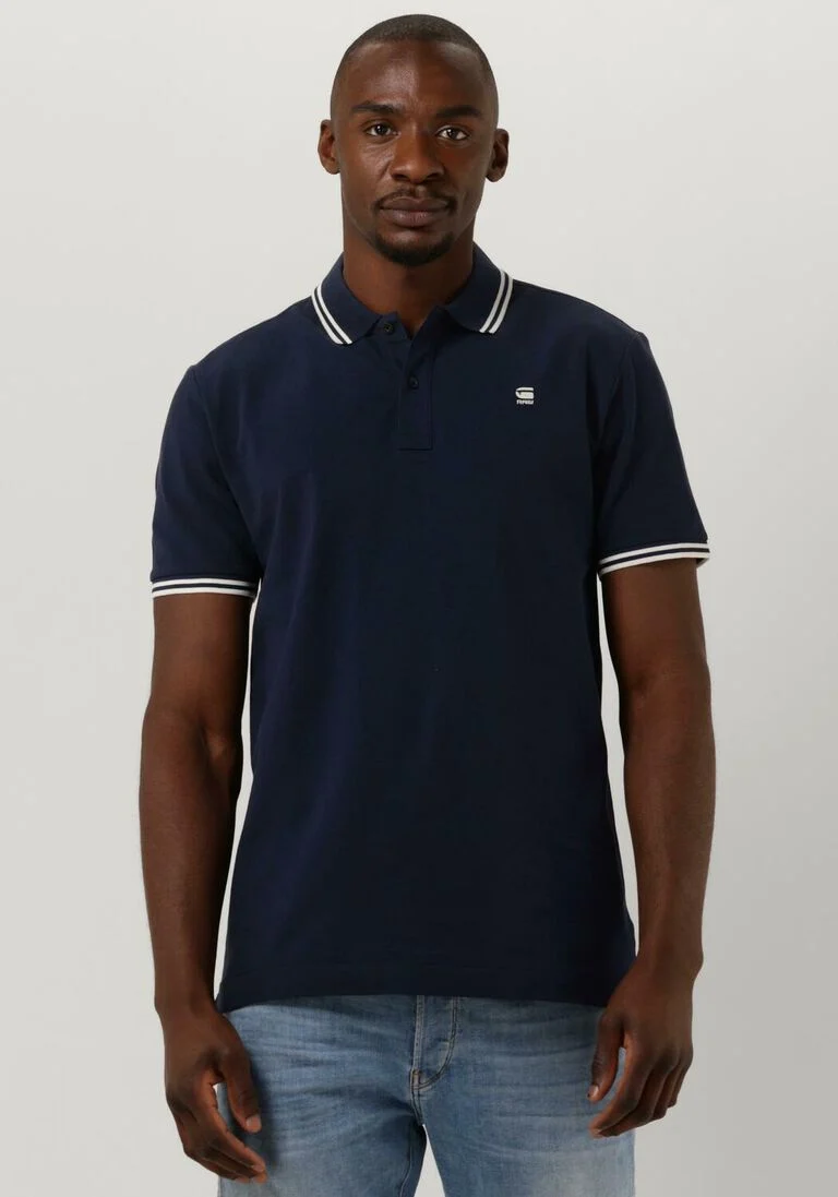 G-STAR RAW blauwe g-star raw polo dunda slim stripe polo s/s