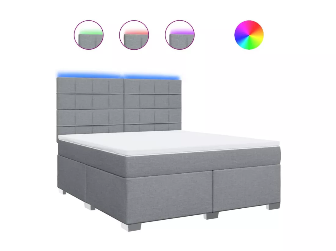 Sommier à lattes de lit avec matelas Gris clair 180x200cm Tissu