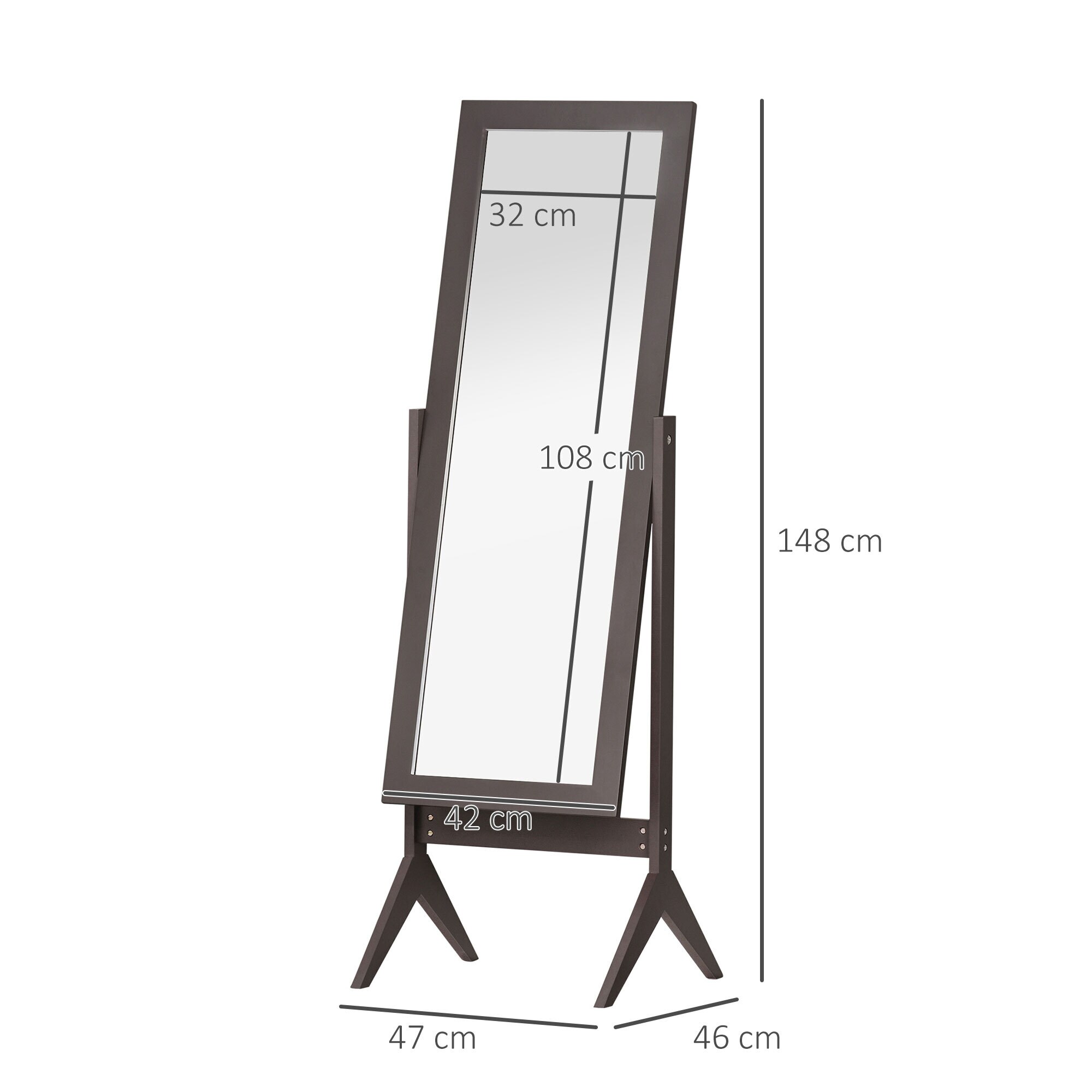 HOMCOM Standspiegel 47 x 46 x 148 cm (BxTxH)