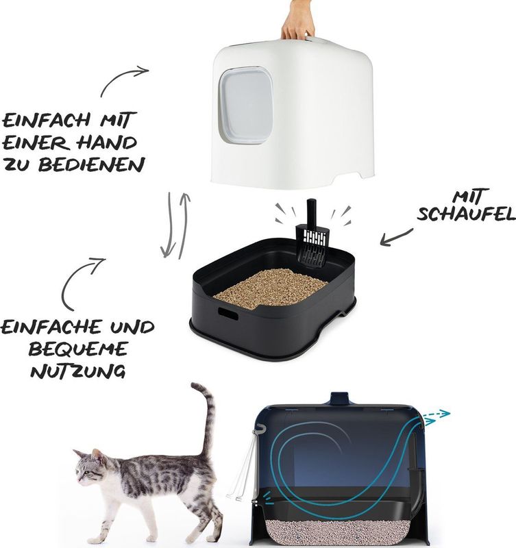Rotho Mypet Kattenbak Biala 51 x 39.5 x 44.3 cm - Kattentoilet - Beige & Antraciet