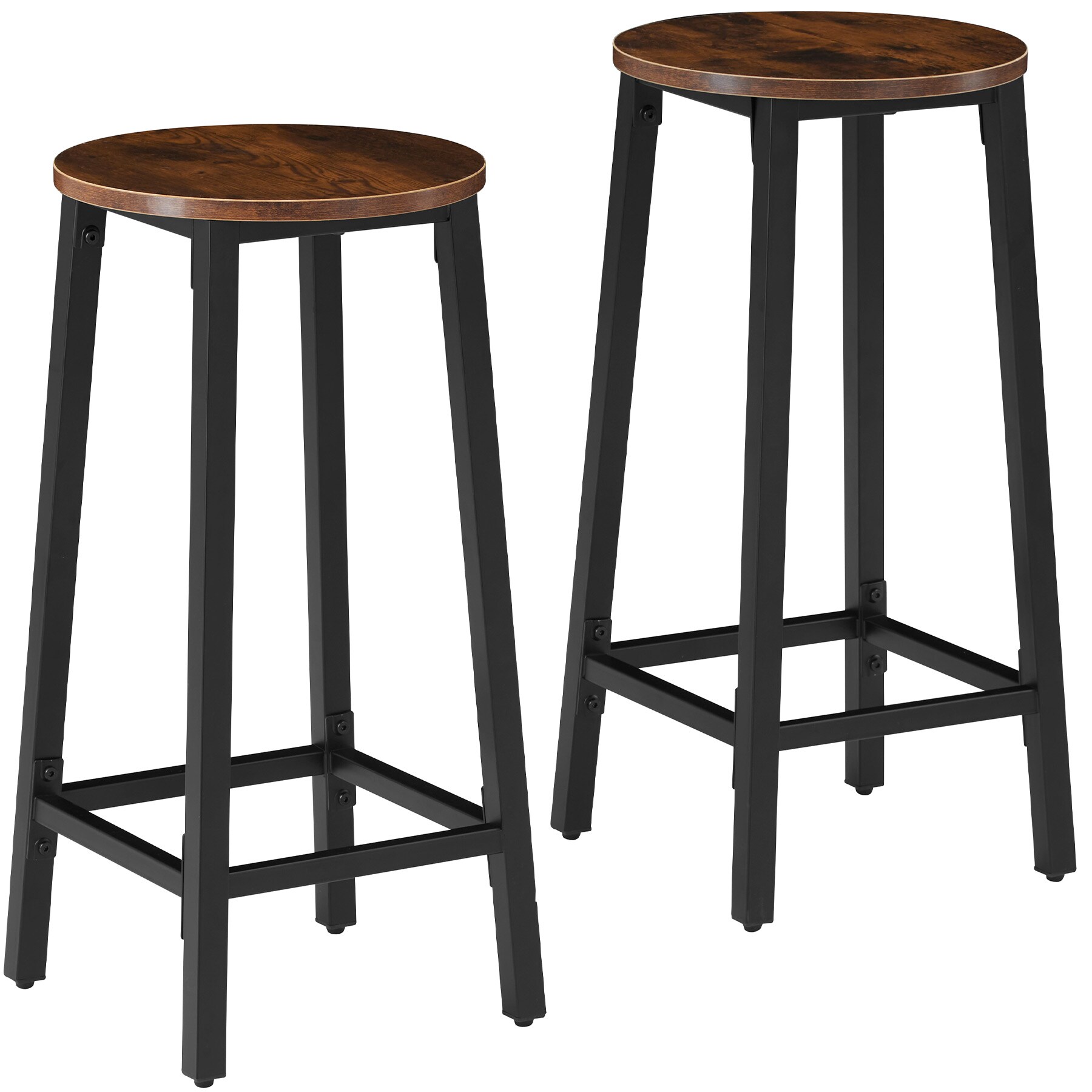 tectake® 2er Set Barhocker, Industrial Style, mit höhenverstellbaren Kunststofffüßen, Sitzhöhe 66 cm