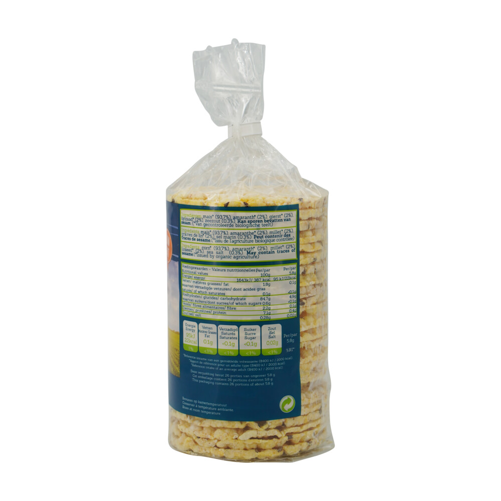 3x Damhert Biofood Maiswafels Met Lijnzaad BIO150 gr