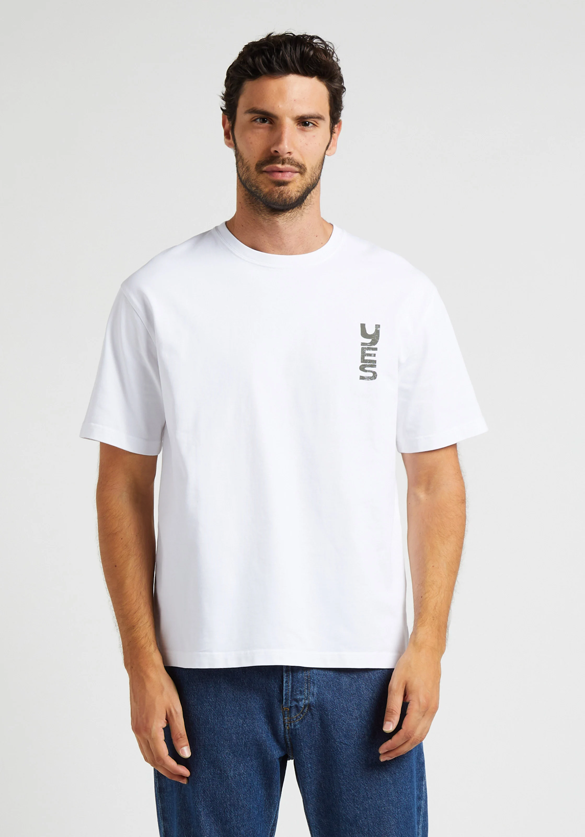 NATHANIEL - Tee-shirt col rond regular-fit imprimé en coton bio| Blanc