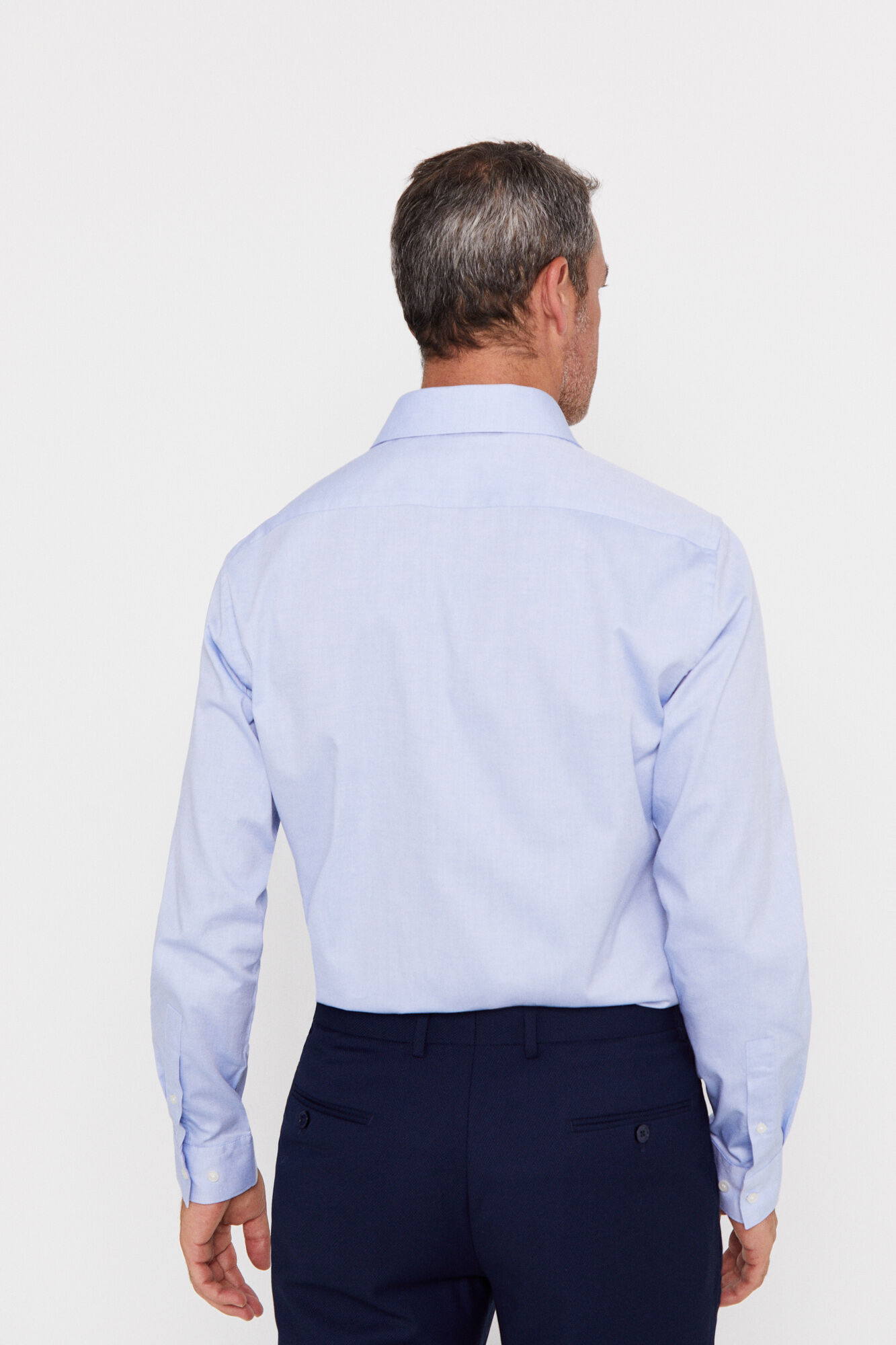 Camisa social lisa de fácil passar - Azul