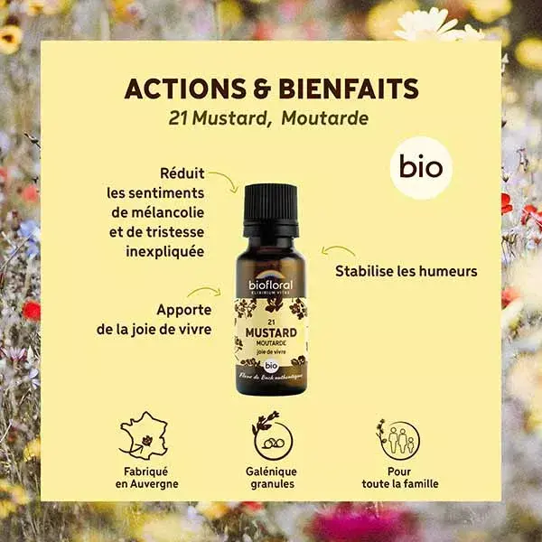 Biofloral 21 Mostarda Orgânica em Grânulos Florais de Bach 19,5g
