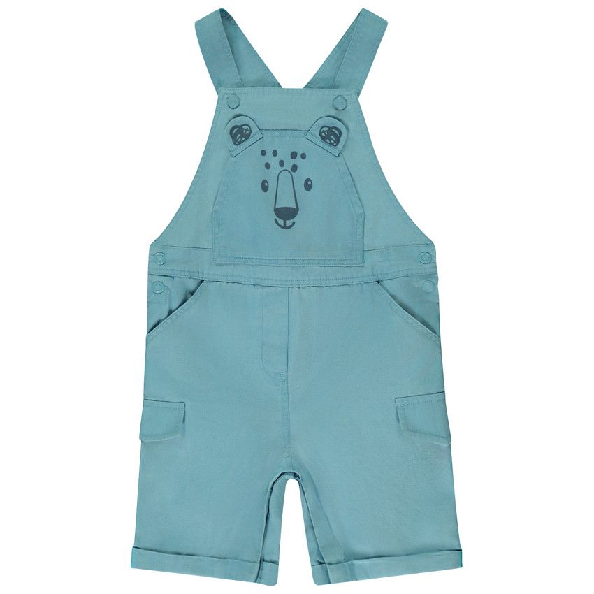 Salopette courte print ludique félin pour bébé garçon - Bleu moyen