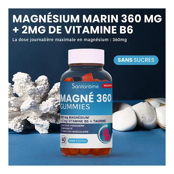 Santarome Magnésio Extra Forte 360 mg para Estresse - 40 Gomas Sem Açúcar