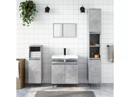 Armoire de bain gris béton 58x33x60 cm bois d'ingénierie
