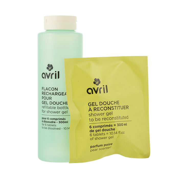 Kit gel douche Poire en pastilles + flacon