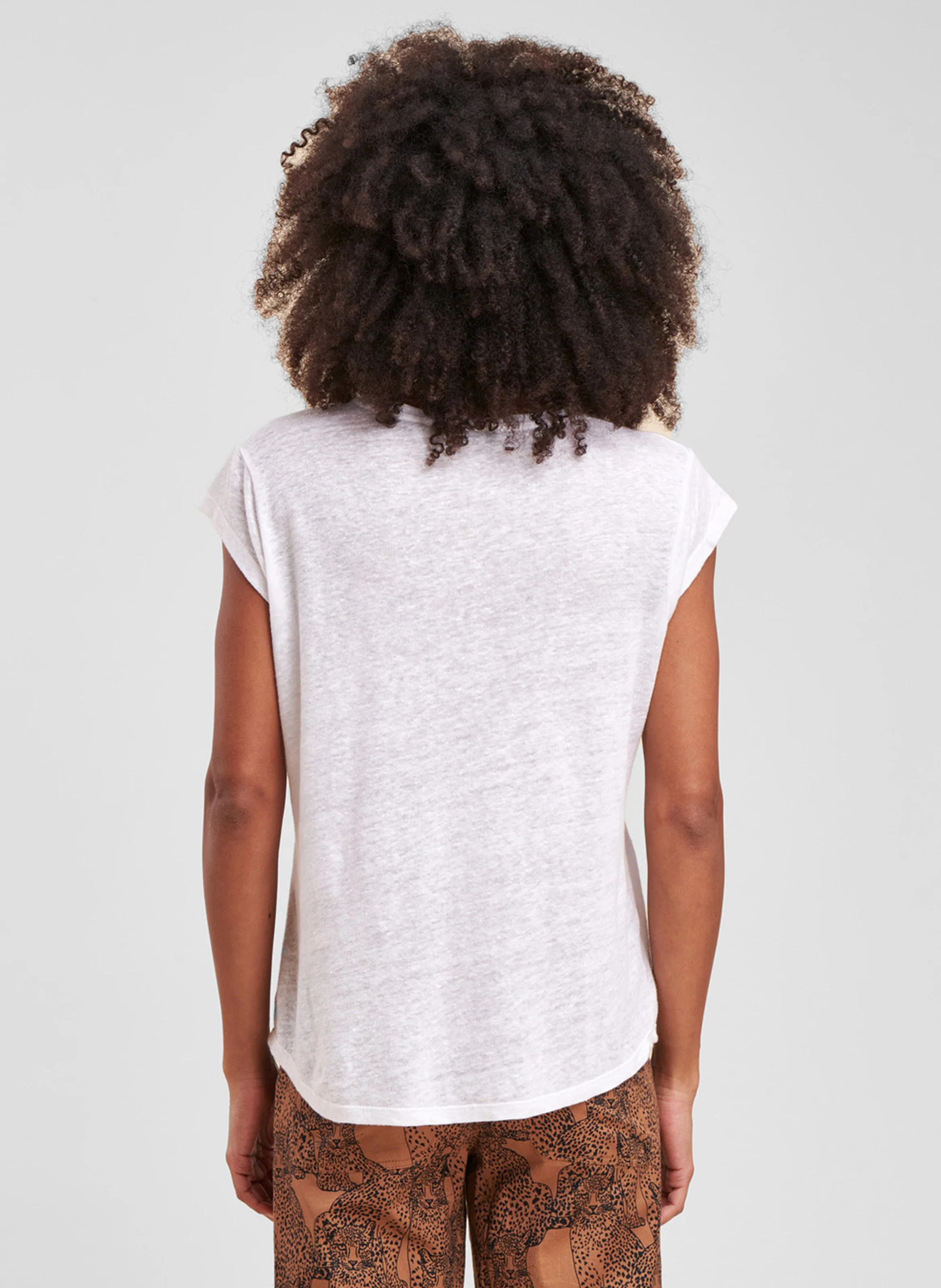 Tee-shirt col V en lin | Blanc