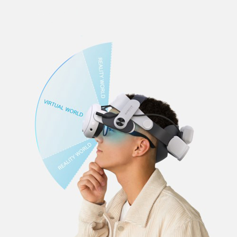 M3 Pro Meta Quest / Oculus Quest 3 / 3S Verstellbares Kopfband mit Schutzriemen und Akku (Grössenverstellbar) - Weiss