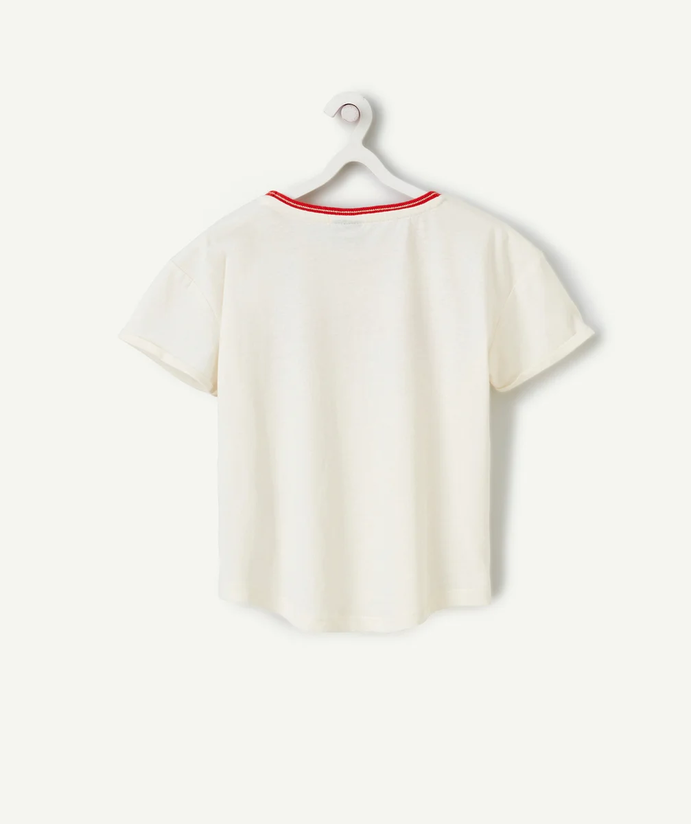 T-SHIRT FILLE EN COTON BIO BLANC MESSAGE LOS ANGELES