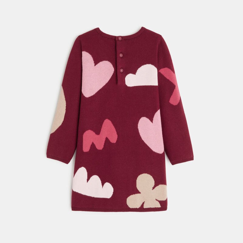 Robe à manches bébé fille maille tricot motif fleuri marron Catimini Marron