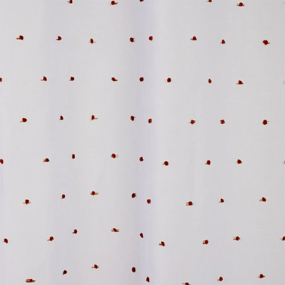Voilage polyester à pompon 140x240cm blanc et orange