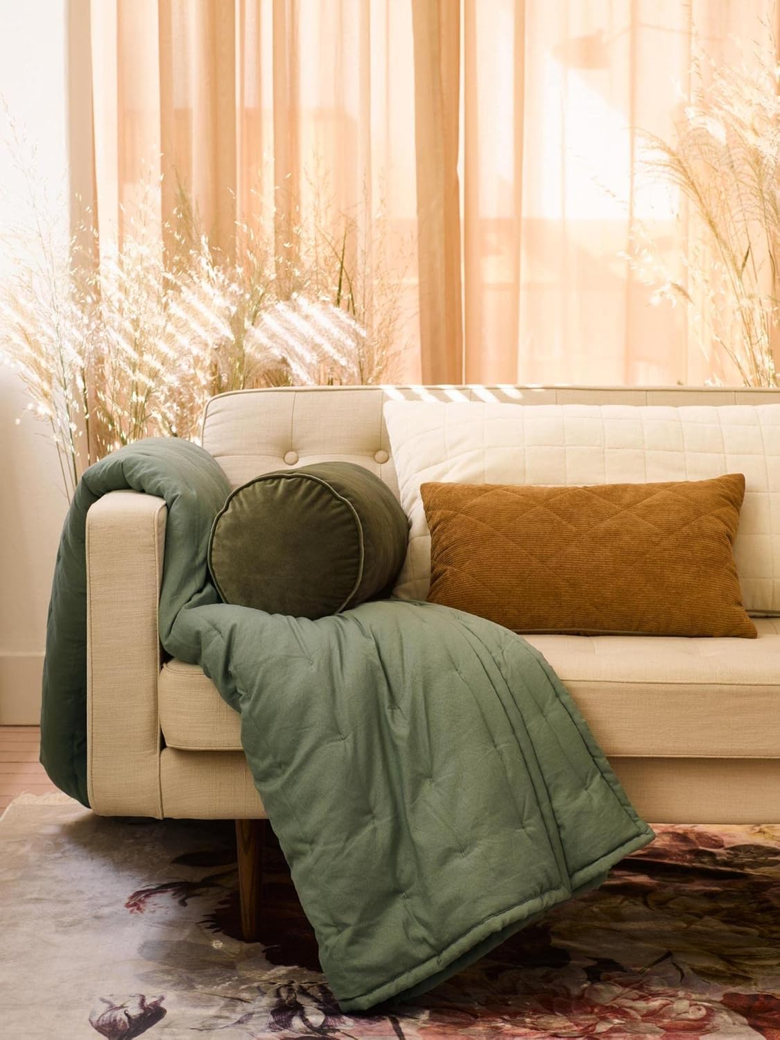 ESSENZA Tagesdecke Ruth Lorbeergrün, 180x265 cm - 70% Polyester (recycelt), 30% Polyester - Uni