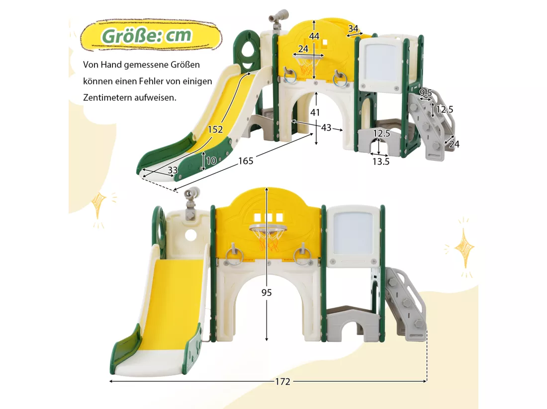 Jouet d'escalade pour enfants 10 en 1 avec toboggan, autoportant, escalade, jeu de forage, gris