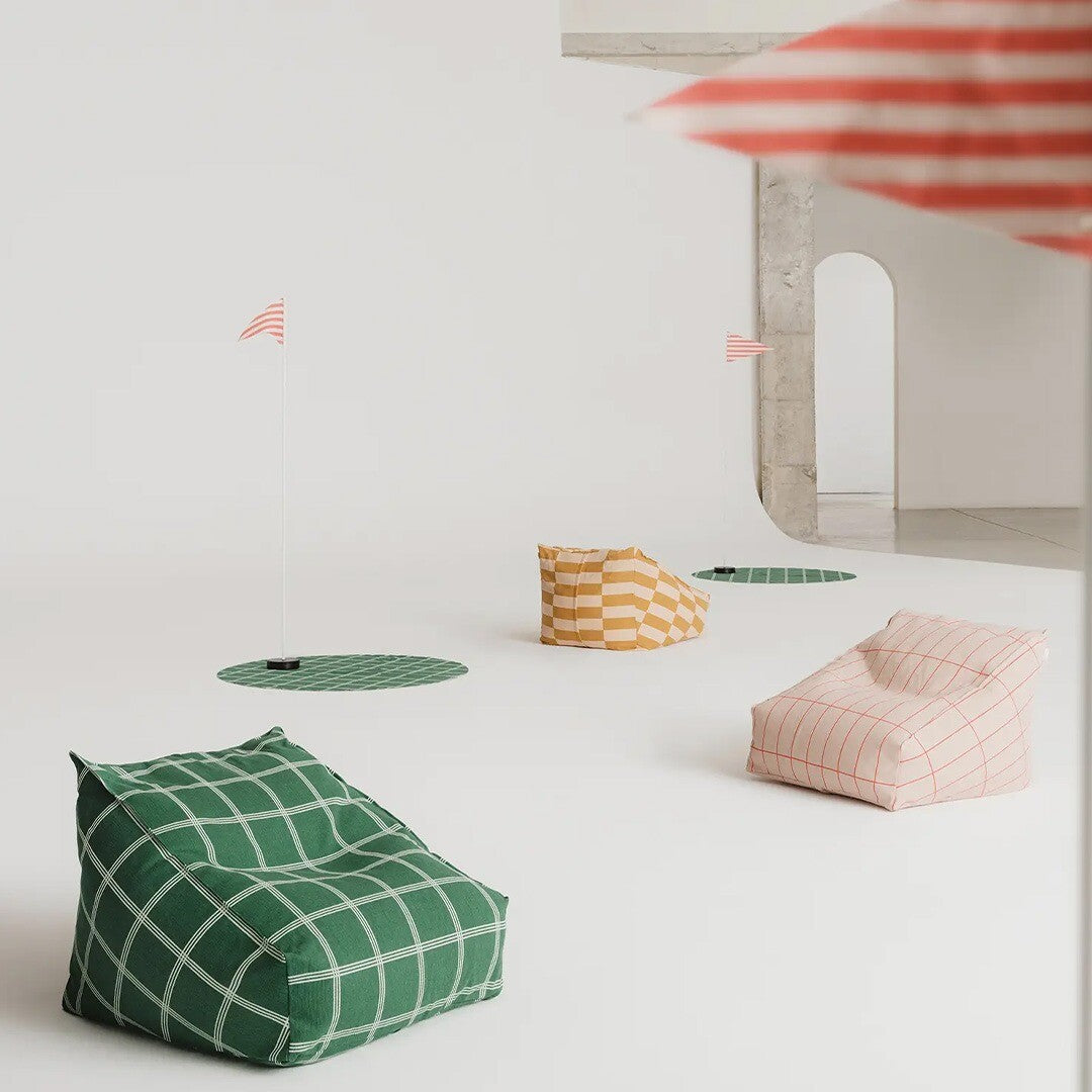 Nobodinoz zitzak vibes - pink red grid