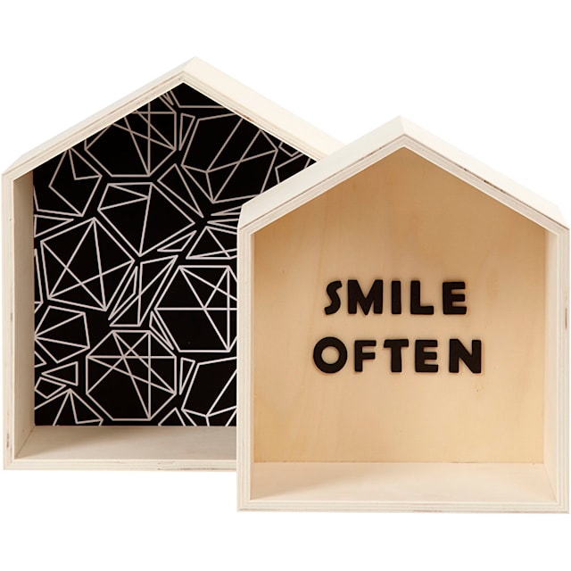 Oppbevaringskasser, hus, H: 22,5+25 cm, D: 12,5 cm, B: 19,5+22,5 cm, 2 stk./ 1 sett