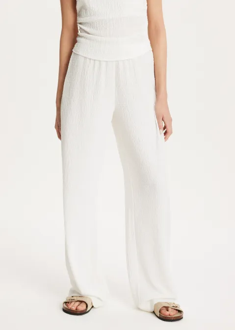 Rechte broek met structuur wit (WIT)