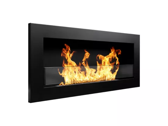 Cheminée bioéthanol murale ou encastrable Livorno Nero L 90 x P 12 x H 40 avec vitre