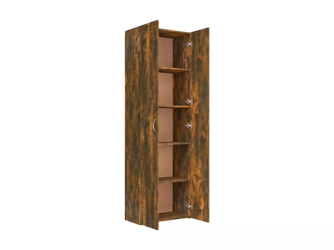 Armoire multi rangement Chêne fumé 60x32x190 Bois d'ingénierie
