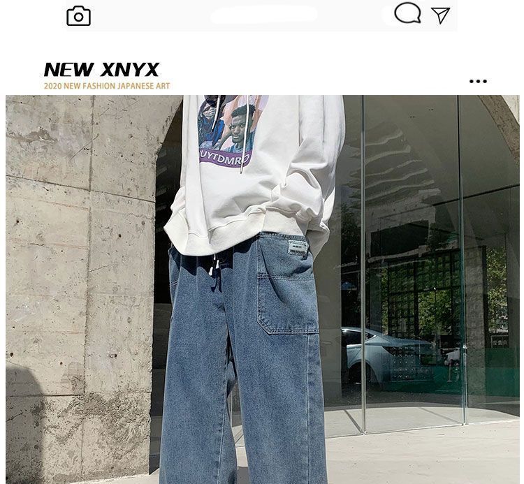 Oakjam - Cropped jeans met trekkoord en toelopende pijpen