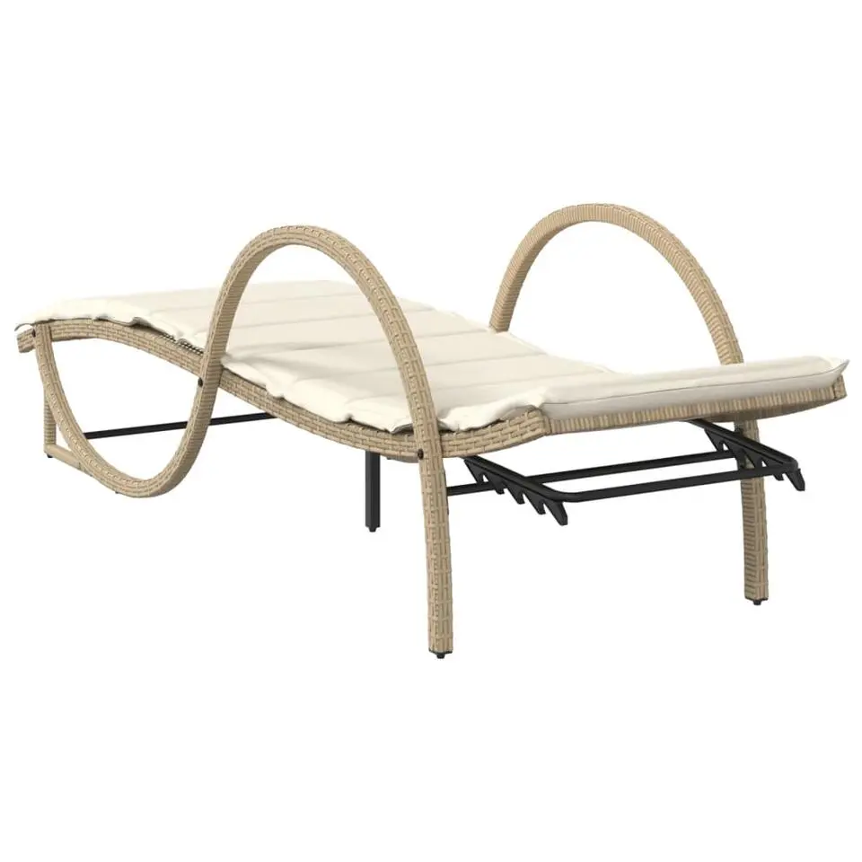 vidaXL - Ligbed - Beige - Poly rattan