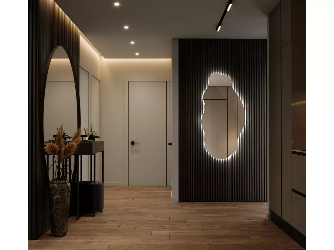 Miroir Lumineux LED Froid Organique Irrégulier pour Salle de Bain Salon 50 cm x 100 cm - lumière froide