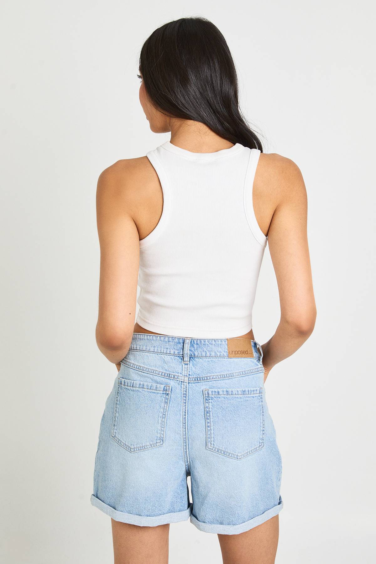 boohoo Tall Denim Mom Short
