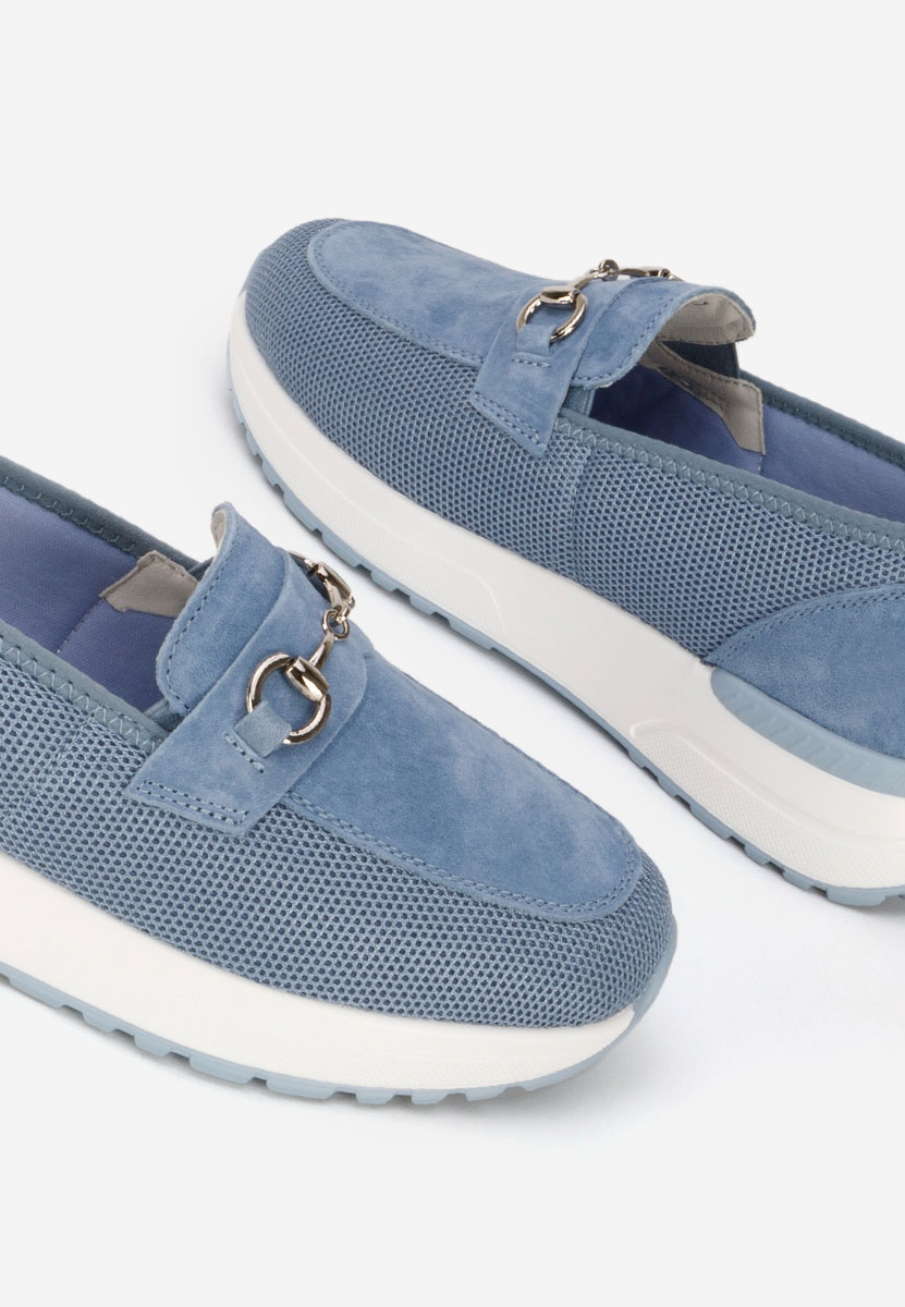 Mocassins femme en cuir bleus Hermony