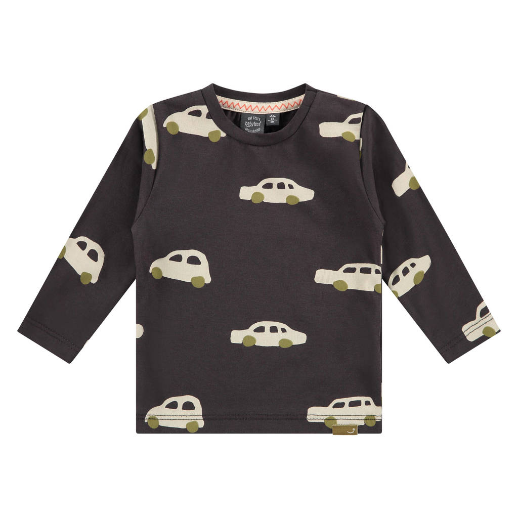 baby longsleeve met all over print grijs/wit