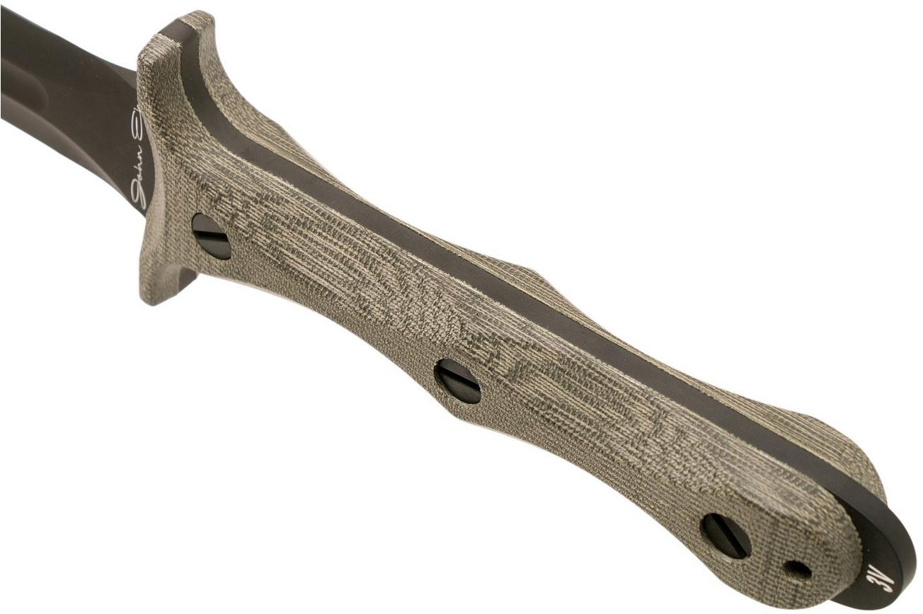 Rick Hinderer EK Dagger 3V DLC, OD Green Micarta commando dolkmes