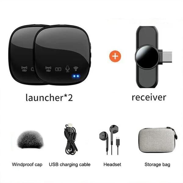 2 trådløse mikrofoner med modtager USB-C