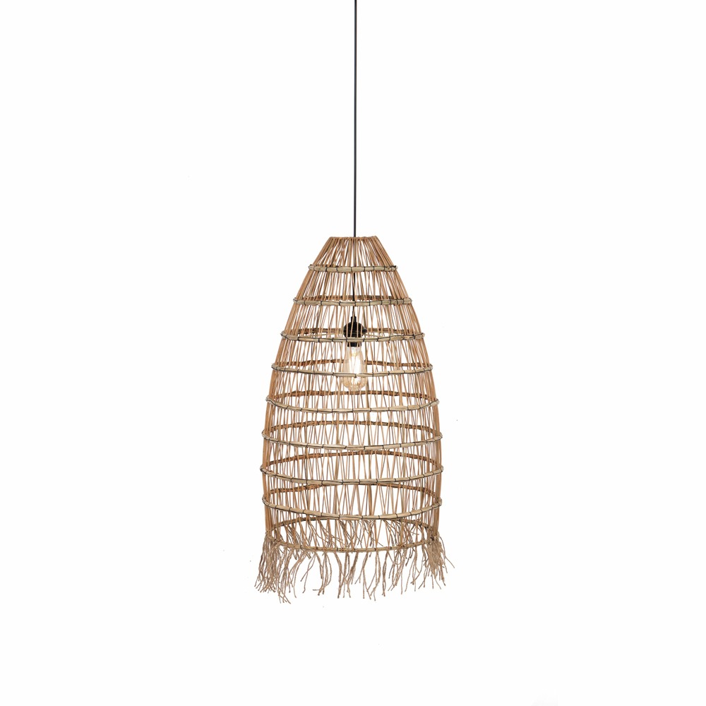 Abat-jour pour suspension - lyna - jonc de mer, rotin et coton - cezare - ø45cm
